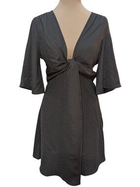 deep cut bow dress with flowy sleeves